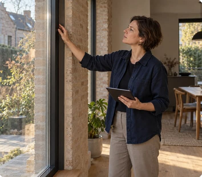 Visite d'un logement, téléphone en main